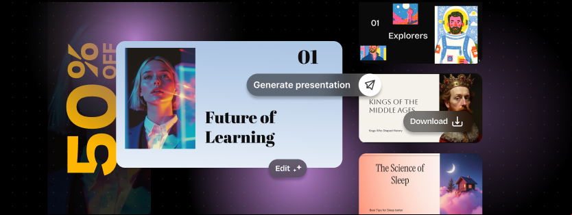 50 % off coupon with presentation templates